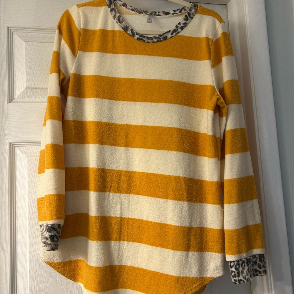Striped Yellow and White Long Sleeve Top